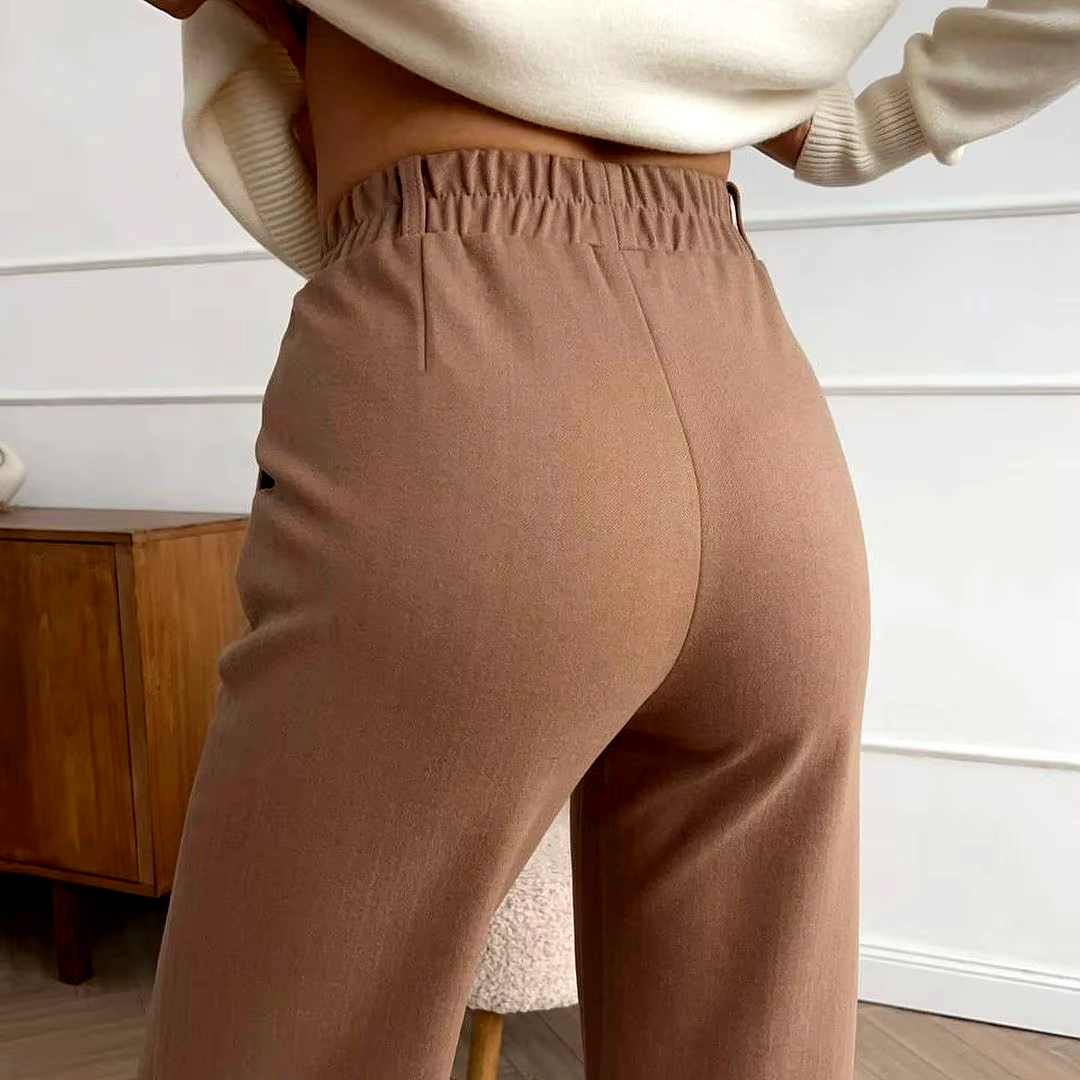 Chelsa High Waisted Wool Pleated Trouser