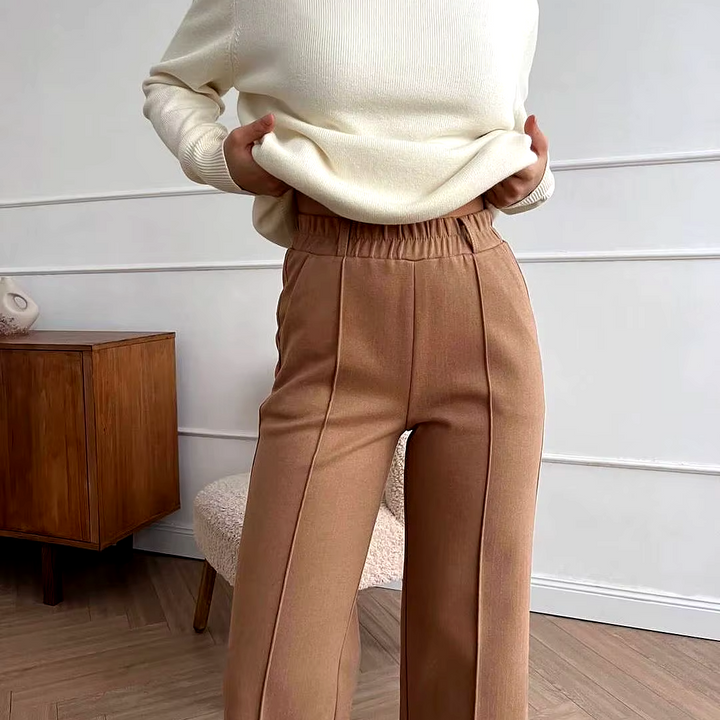 Chelsa High Waisted Wool Pleated Trouser