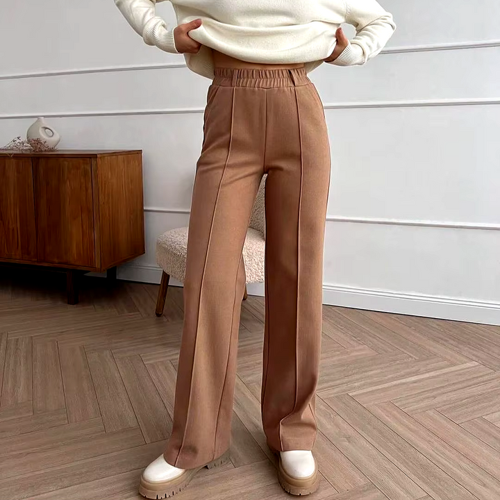 Chelsa High Waisted Wool Pleated Trouser