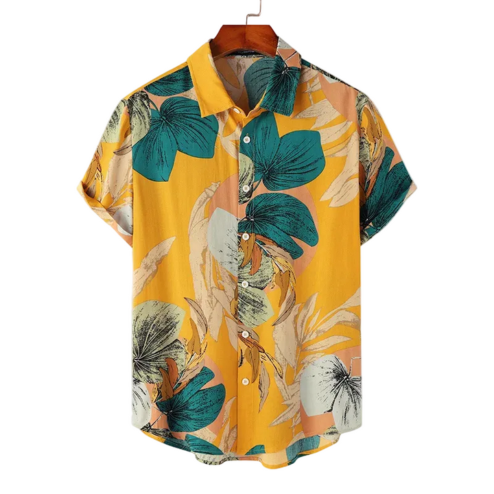 Tropical Leaf Print Hawaiian Shirt