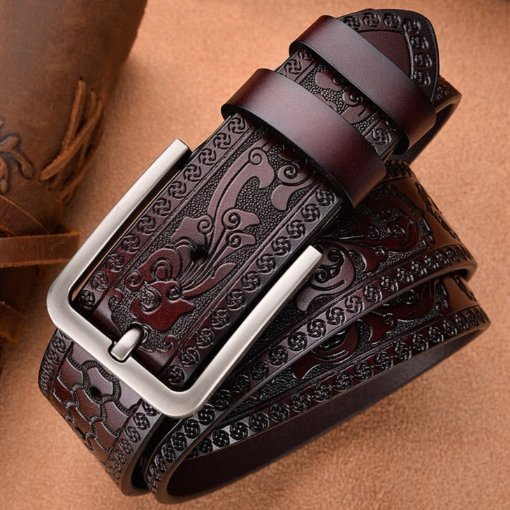 Artisan Carved Leather Belt
