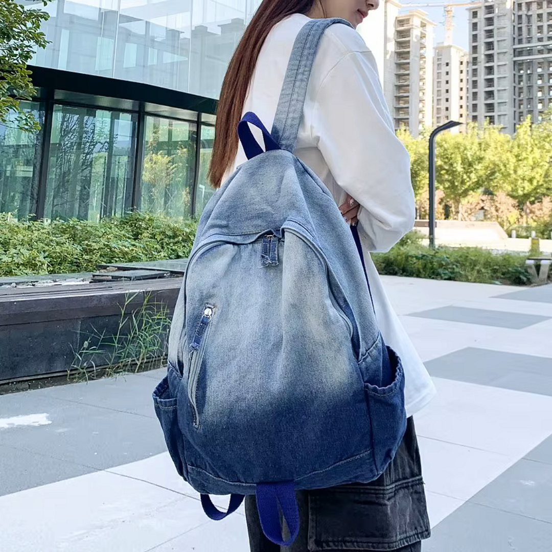 Washed Denim Backpack