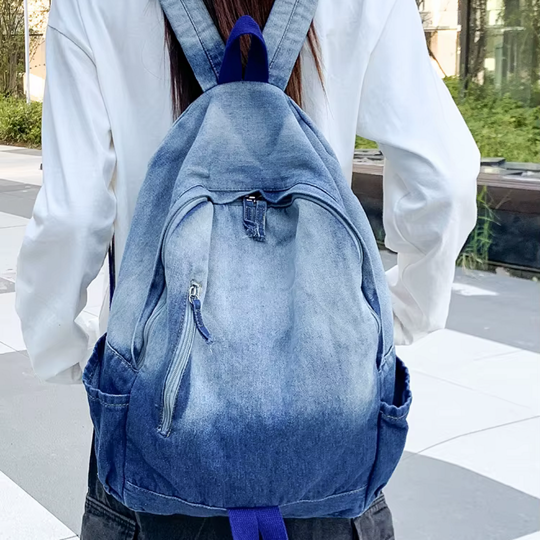 Washed Denim Backpack