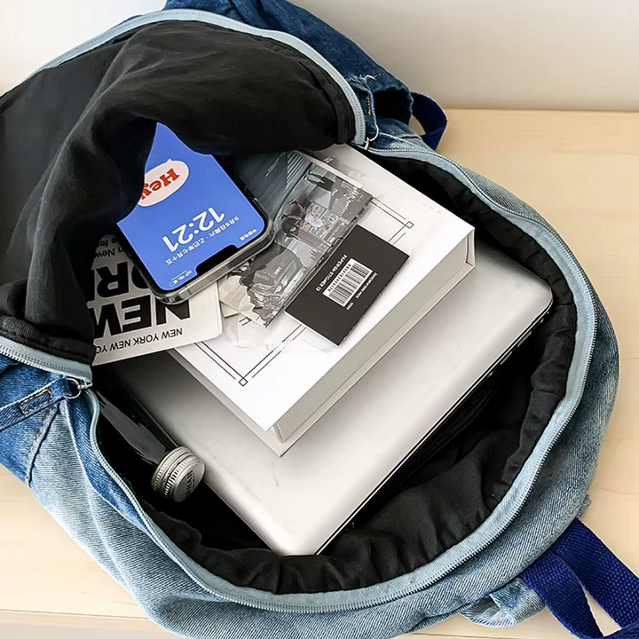 Washed Denim Backpack