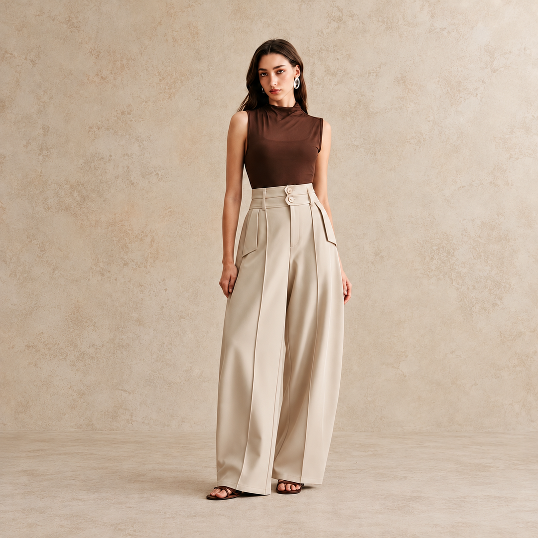 Skyler High-Waisted Wide Leg Trousers