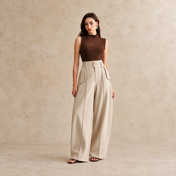 Skyler High-Waisted Wide Leg Trousers