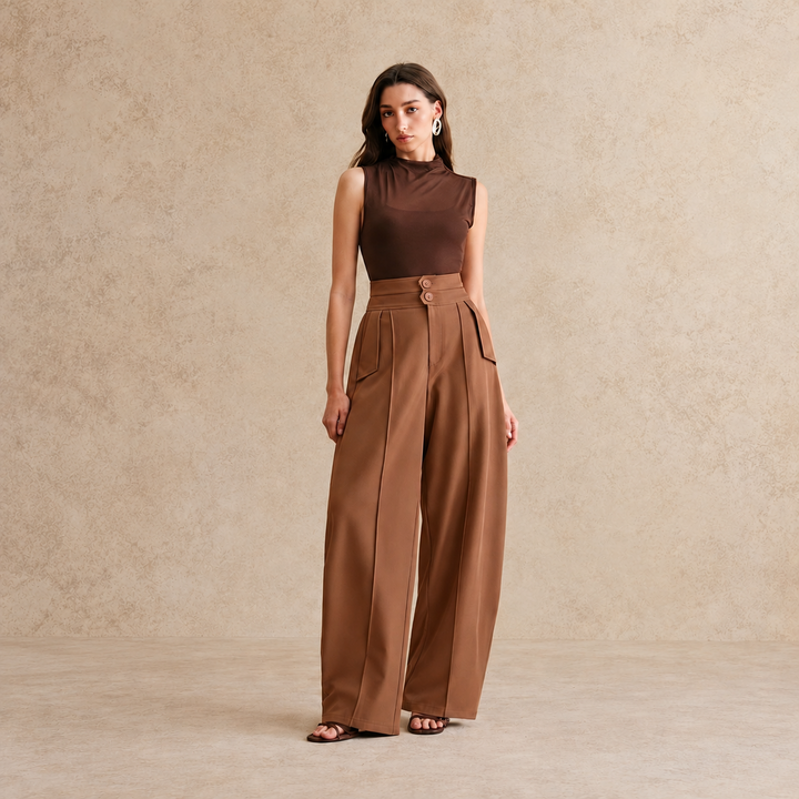 Skyler High-Waisted Wide Leg Trousers
