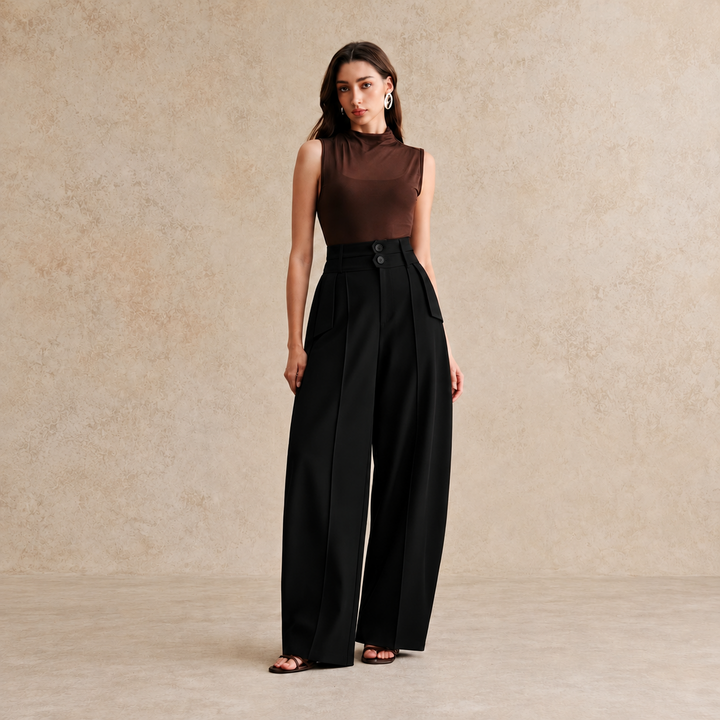 Skyler High-Waisted Wide Leg Trousers