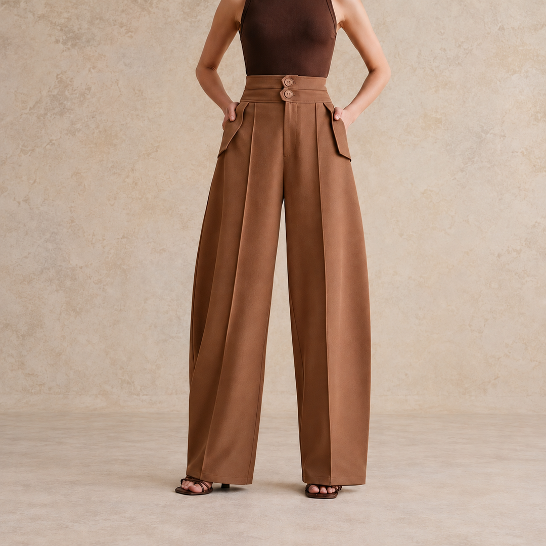 Skyler High-Waisted Wide Leg Trousers